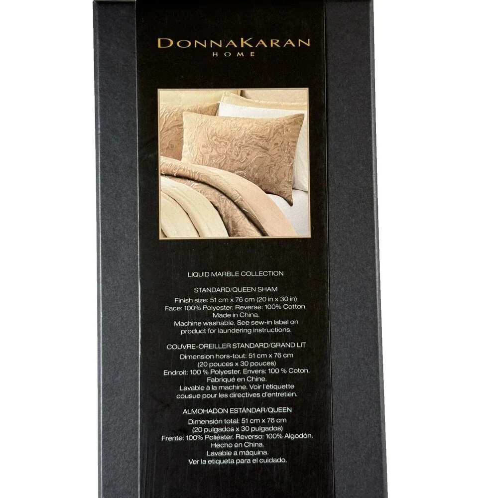 Donna Karan Liquid Marble 20x30 Standard Queen Set of 2 Shams Sham Gold Luxury